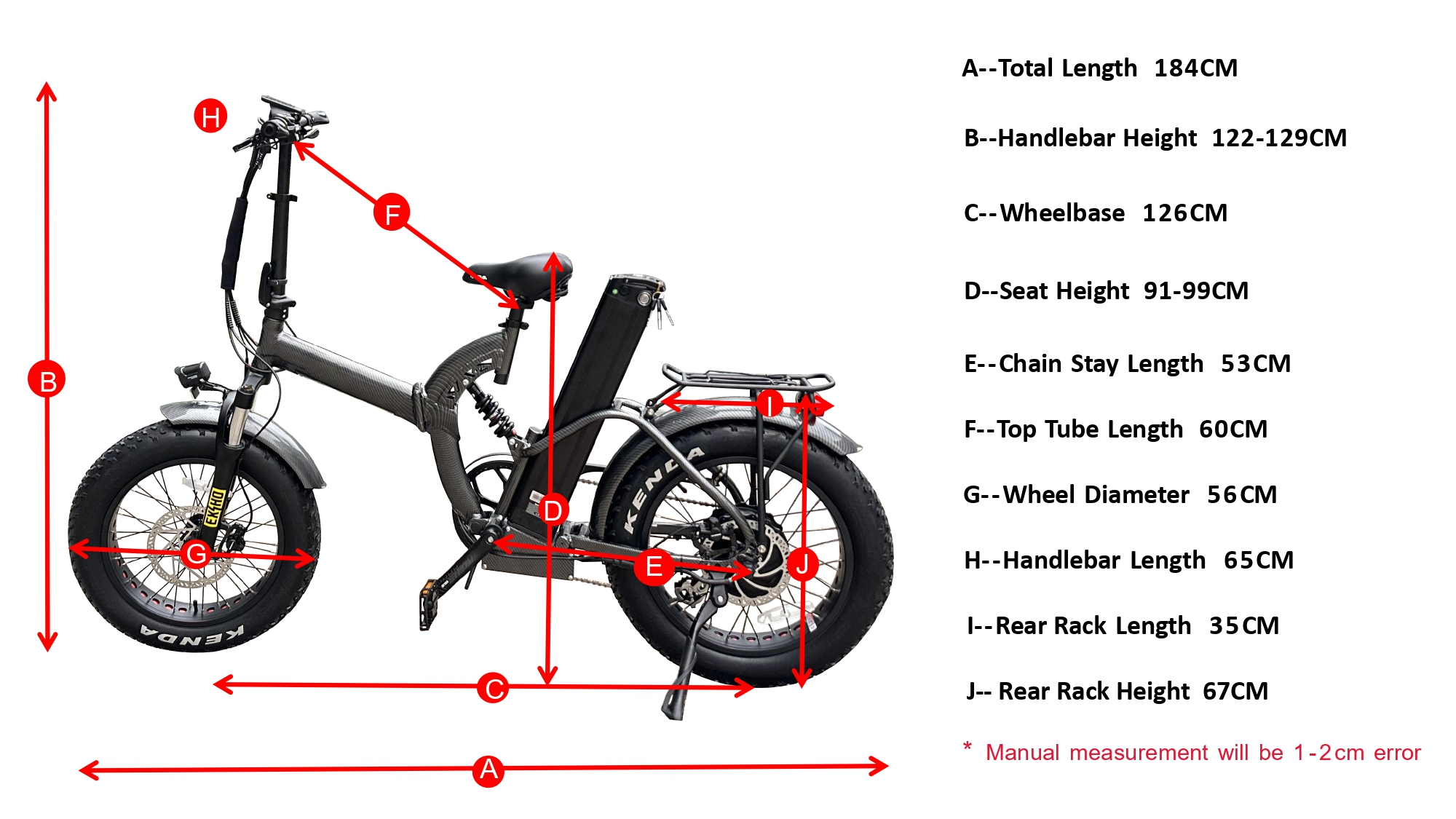 Geometrie van opvouwbare vette band elektrische fiets