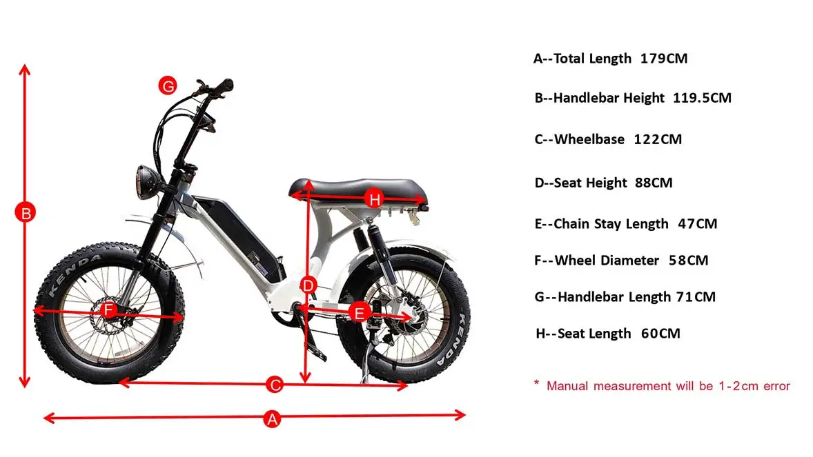 Geometrie van dubbele motor vetband elektrische fiets